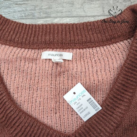 Maurices Long Sleeve V Neck Knit Sweater Size L - Picture 2 of 5